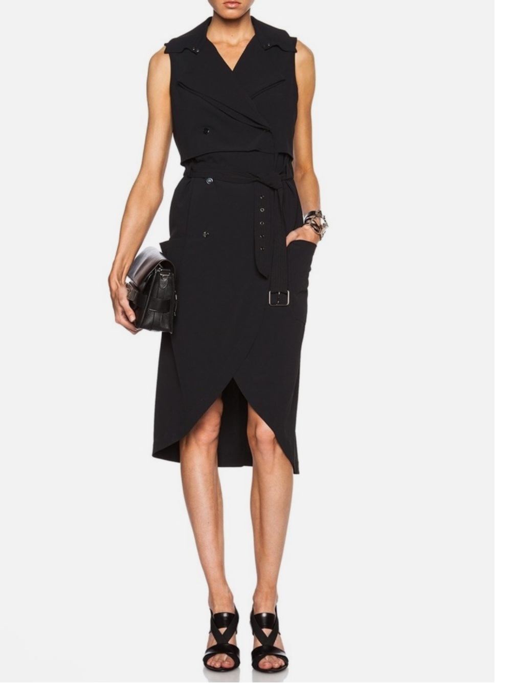 HH Haute Hippie Black Sleeveless Trench Dress